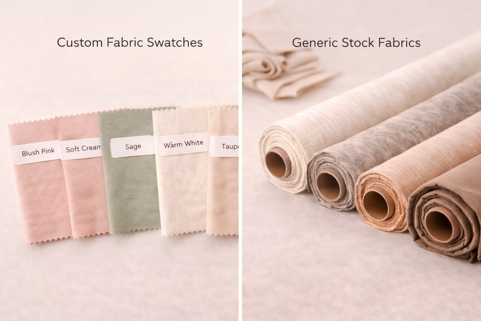 Custom fabric options compared to generic stock fabric for manufacturing
