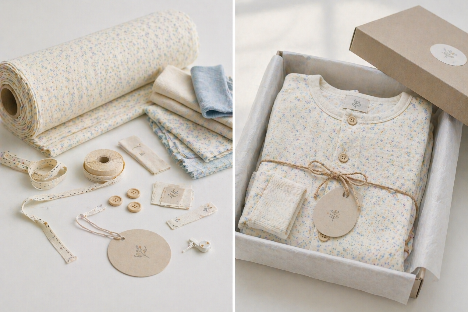 Comparison between raw materials and finished garment representing CMT vs full-package manufacturing