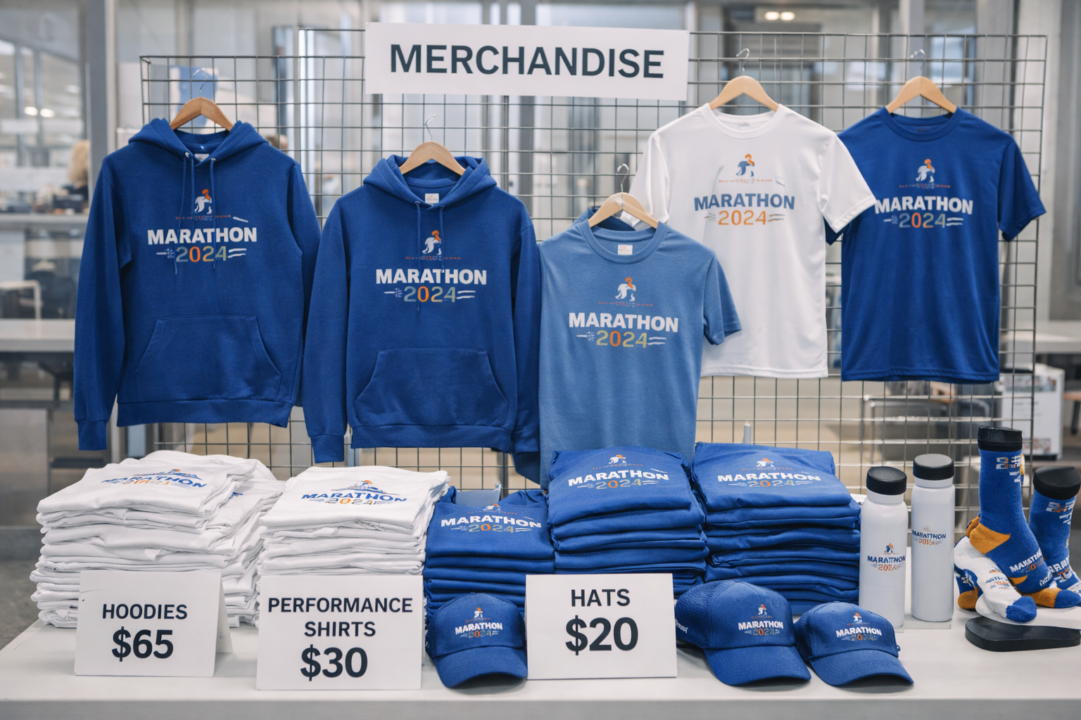 Premium marathon merchandise including hoodies and accessories for sale