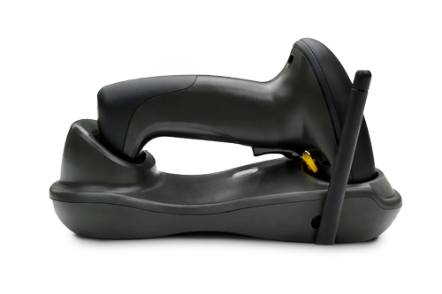 Optima OPT-3500-CD wireless barcode scanner on its cradle dock