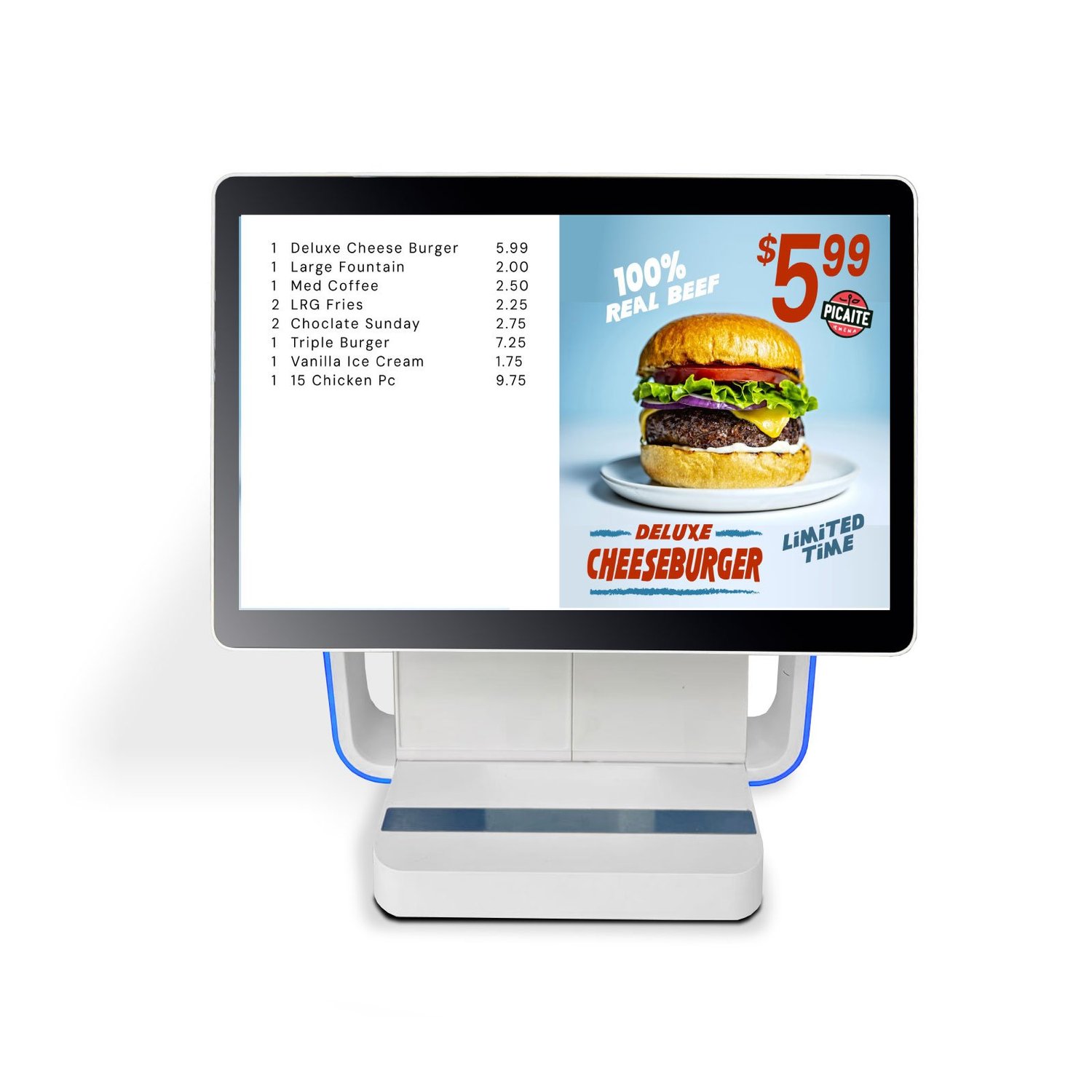 APOS-06 customer display showing an advertisement