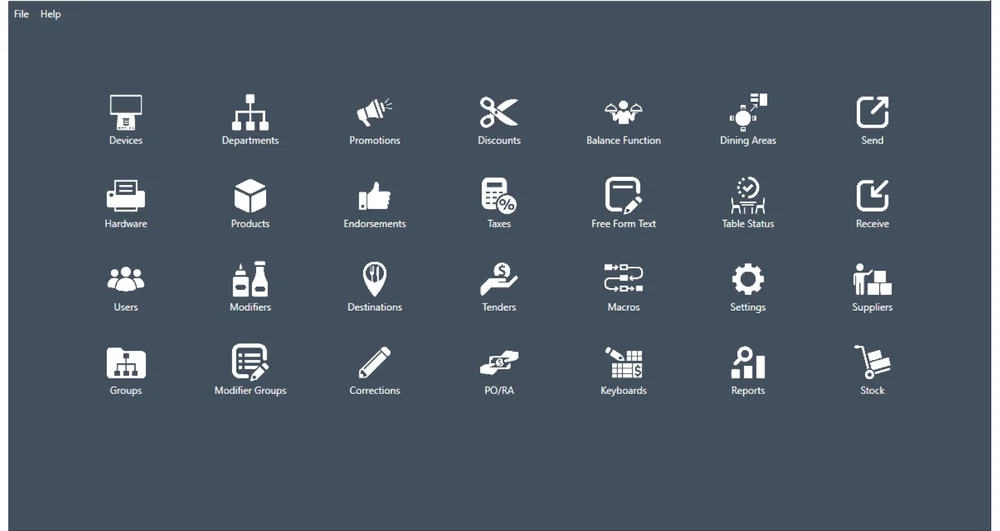 Optima PCProg back-office screen