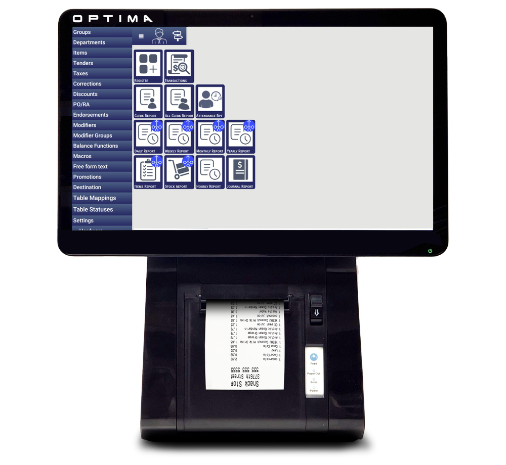 Optima GoPOS software on APOS-05
