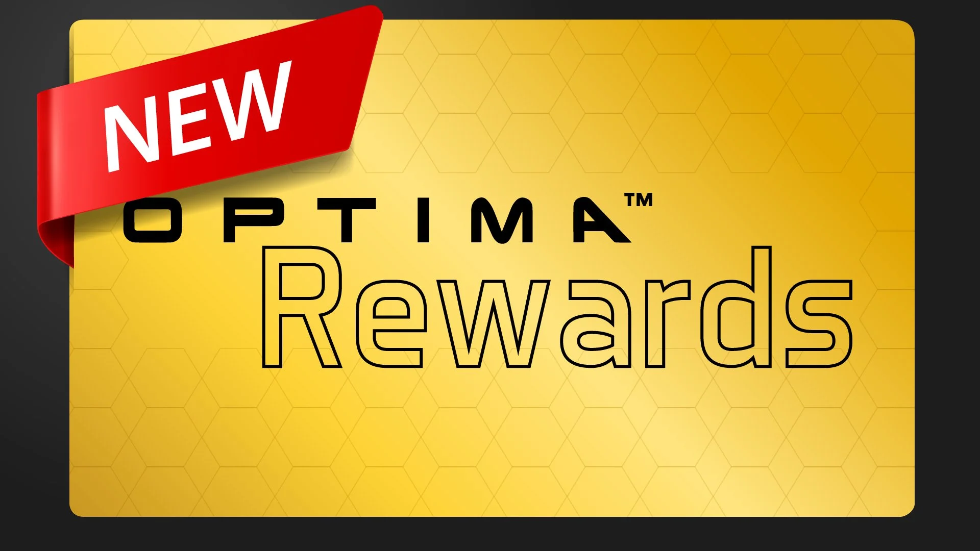 A yellow card displays the words "Optima Rewards" with a red banner on the top left corner that says "New".