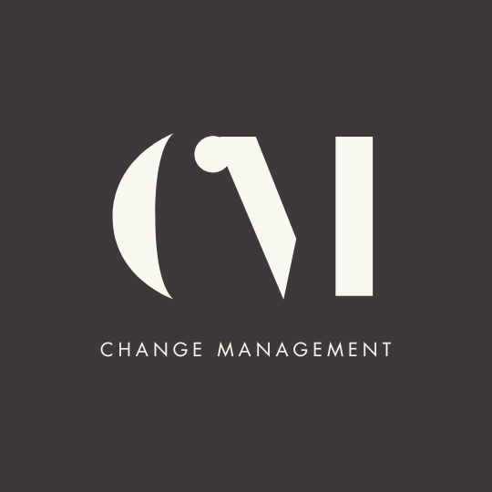 Logo with stylized letters 'CVI' and the words 'Change Management' beneath, on a dark background.