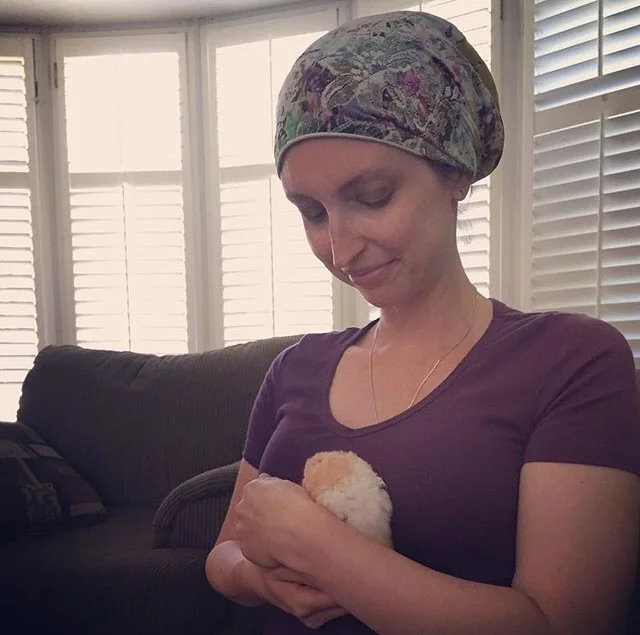 Me at a family member’s home holding a hamster named Fluffy in June 2016, I had finished my chemo and Herceptin treatments before this point.