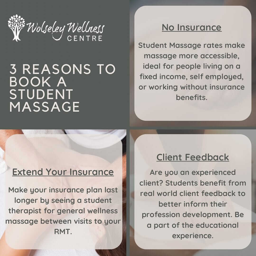 We believe that our student massage therapy program not only strengthens the future of massage therapy but also serves as yet another way to care for our community by making massage therapy services accessible at all levels.

Our student massage seas