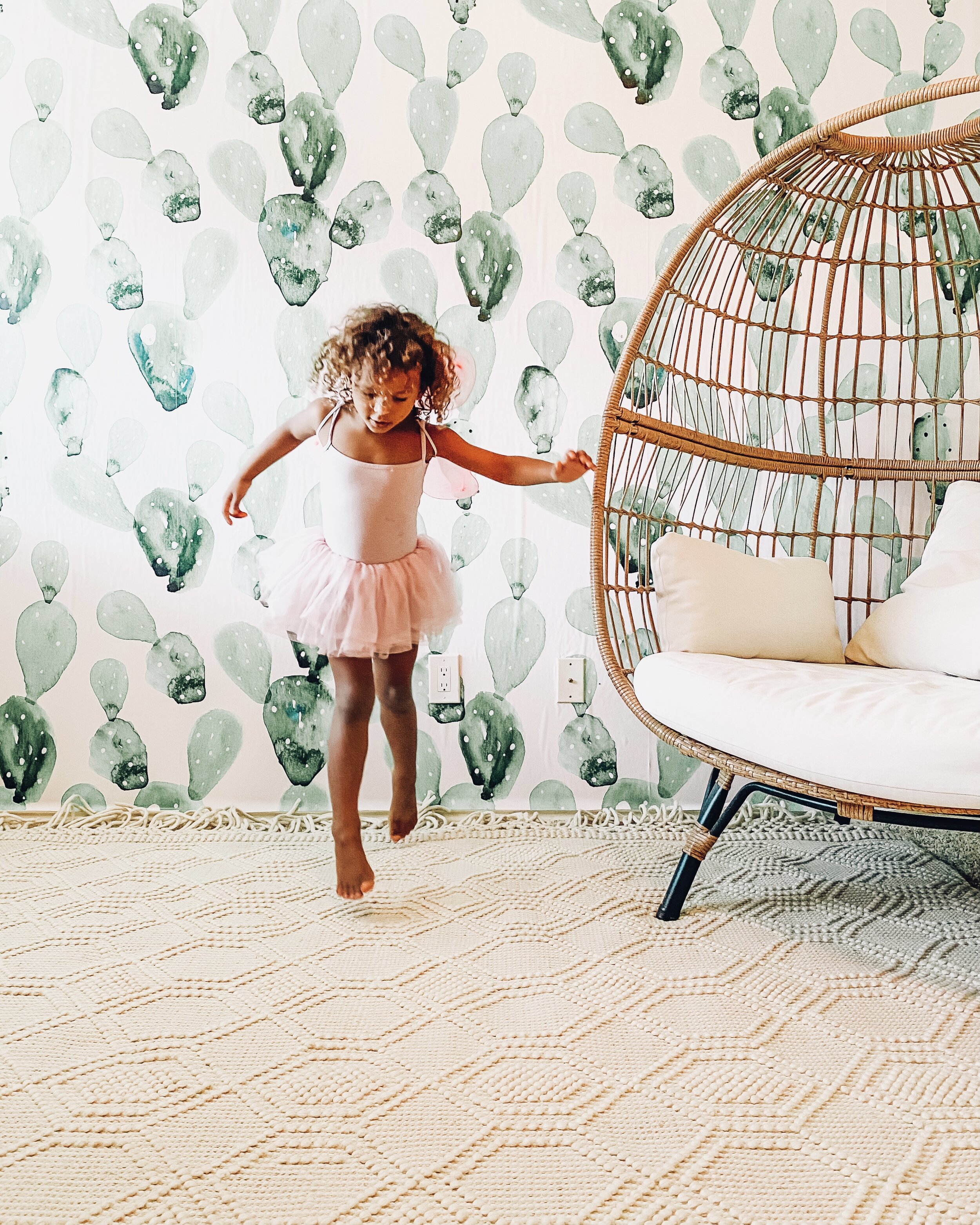 Vintage Cactus Wallpaper playroom makeover with @rockymountaindecals