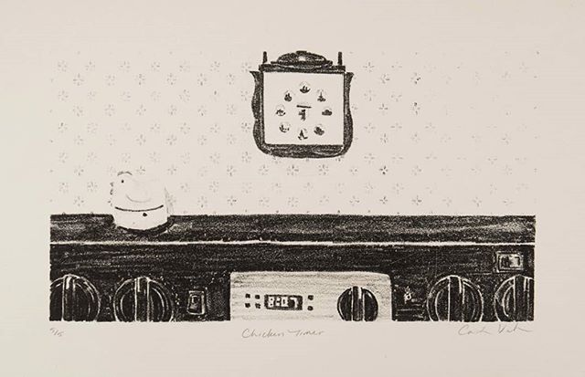 Chicken Timer, lithograph

Another wallpaper challenge (swipe for details)

Photographed by Joe  Saunders @joexsaunders .
.
.
#lithography #printmaking #kitchen #chickentimer #art