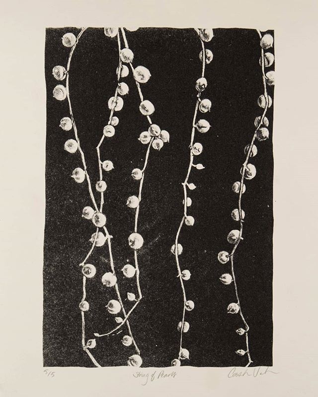 String of Pearls, maniere noire lithograph

Photographed by Joe Saunders @joexsaunders
.
.
.
#lithography #manierenoire #printmaking #stringofpearls #plants #art