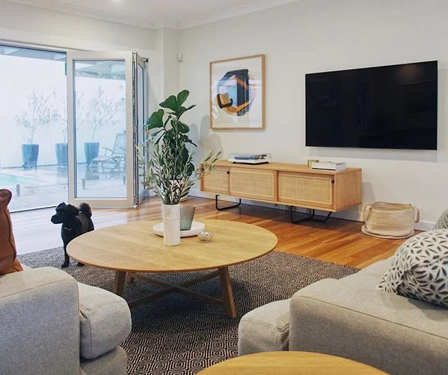 Gave this beach house a soft retro feel with beautiful furniture and art from @jardanfurniture #kathrynburrowsdesign