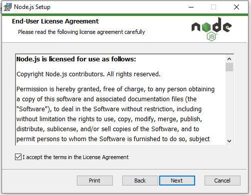 Node.js license agreement