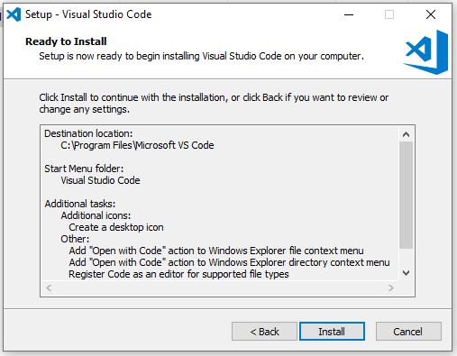 VSCode ready to install