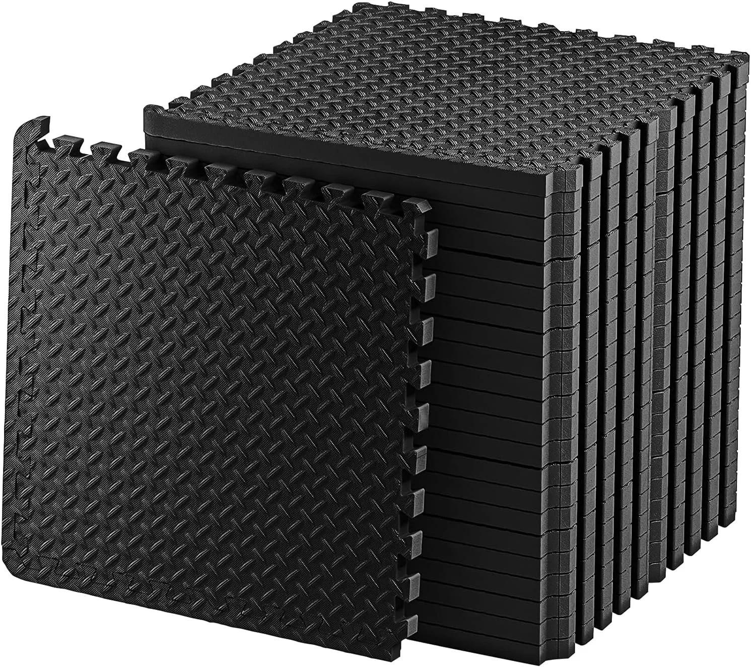Exercise Foam Mat - Anti fatigue Protective Interlocking Puzzle EVA Floor Tiles with Edges - Gym Flooring Mats - Non slip Rubber Cushion for Underlay