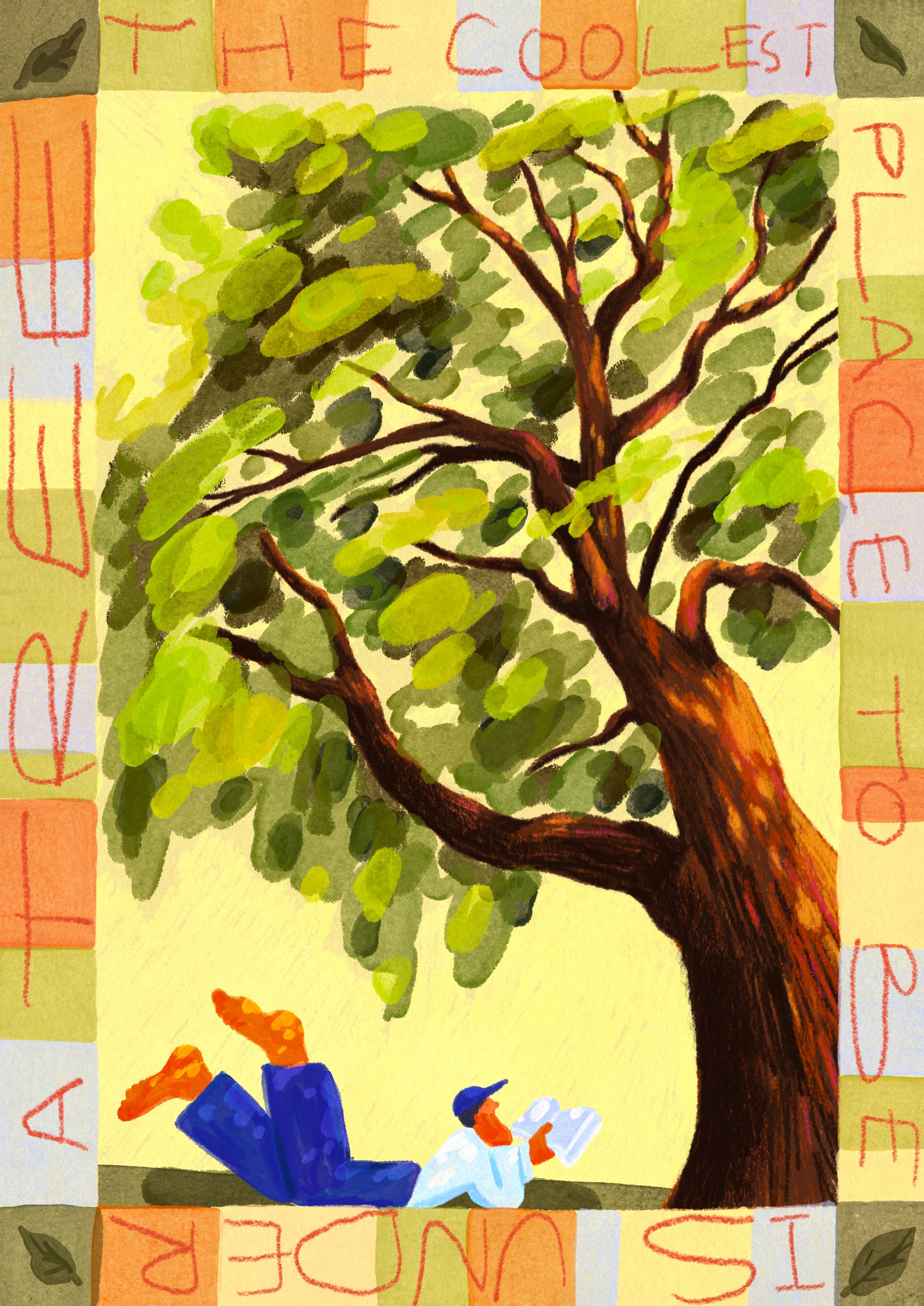 The Coolest Place To Be Is Under A Tree-Amy Tibbles - A3 Print.jpg