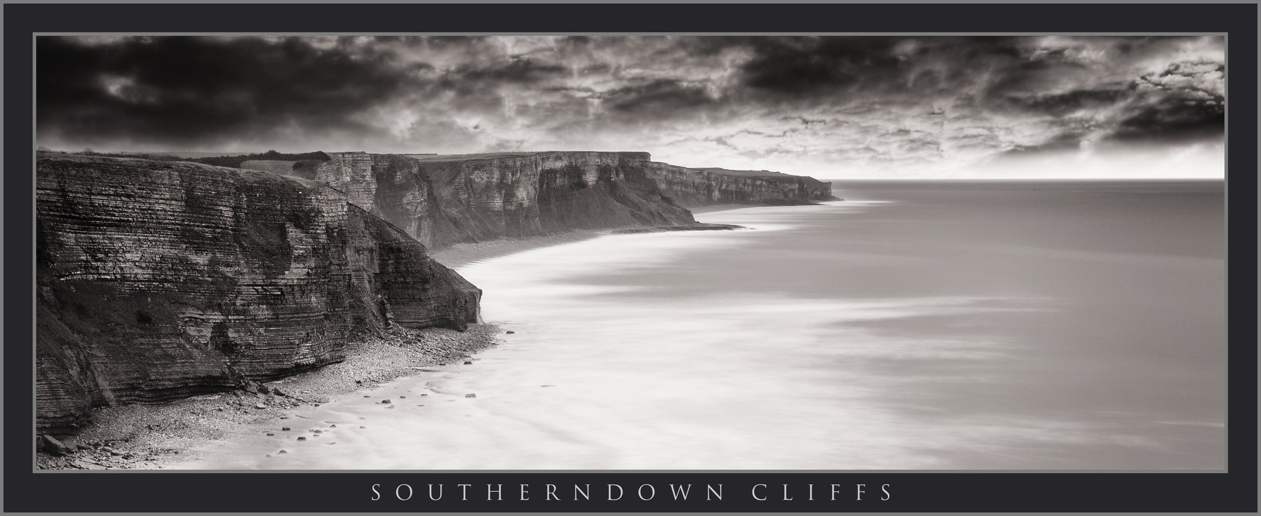 SOUTHERNDOWN CLIFFS PANORAMIC BLACK AND WHITE;; OGMORE; SOUTH WALES LANDSCAPE PHOTOGRAPHY; BUY PHOTOS OF SOUTHERNDOWN SOUTH WALES; BUY CANVAS OF WALES LANDSCAPE IMAGES.jpg