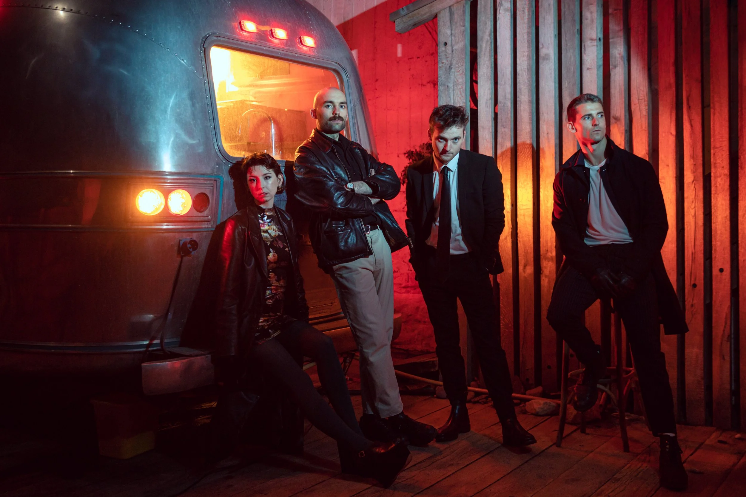 Soda Blonde band press photo 2021 airstream, photo by Set Murray