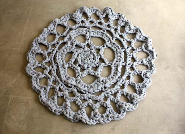   Doily by Kristina Gerig, 2009  fleece, 8 ft. diameter   https://kristinagerig.com/  