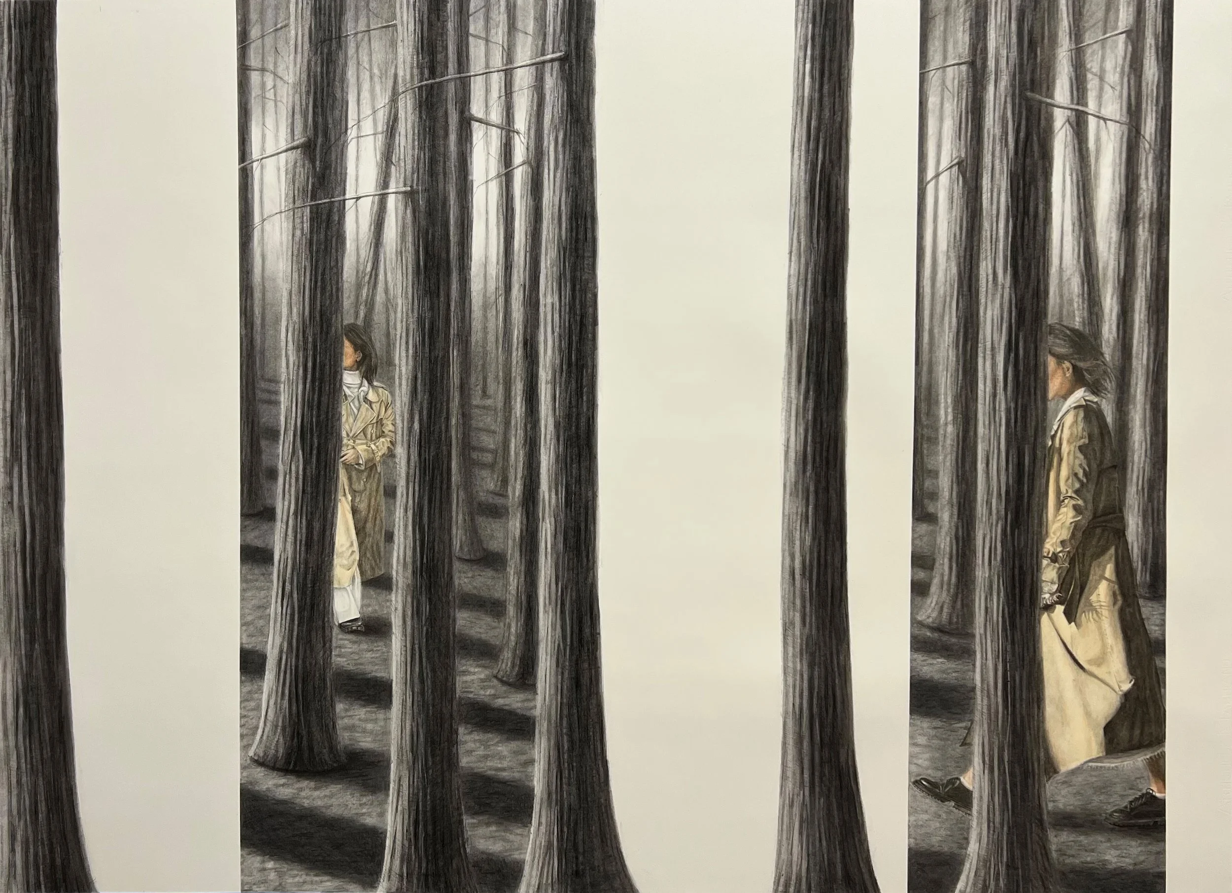 Tairseach (Threshold) - 2025, Charcoal, Acrylic Paint & Pastel on Paper, 40x56
