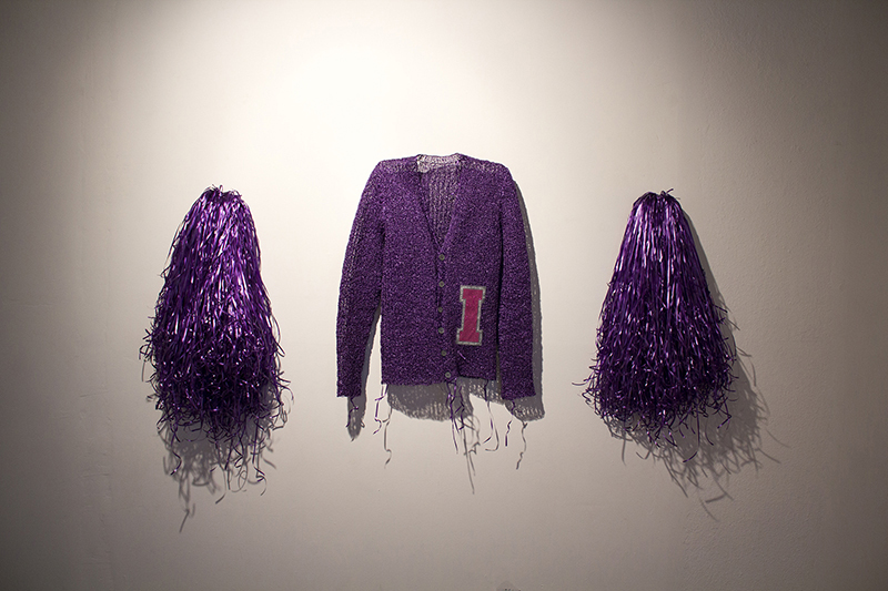 I AM MY OWN CHEERLEADER (residue) curling ribbon, dimensions variable (50 x 54 x 10 inches), 2011