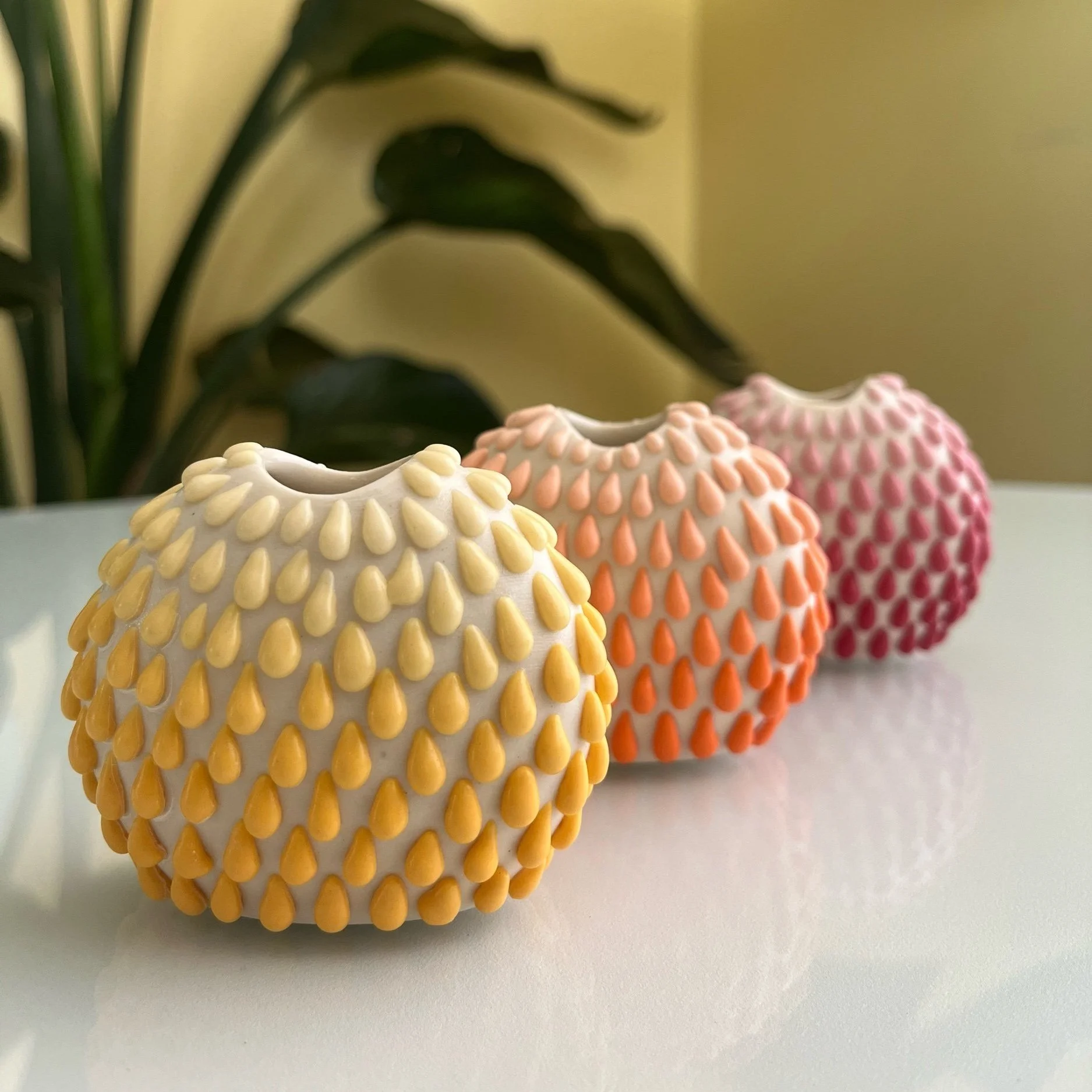 yellow raindrop porcelain bud vase