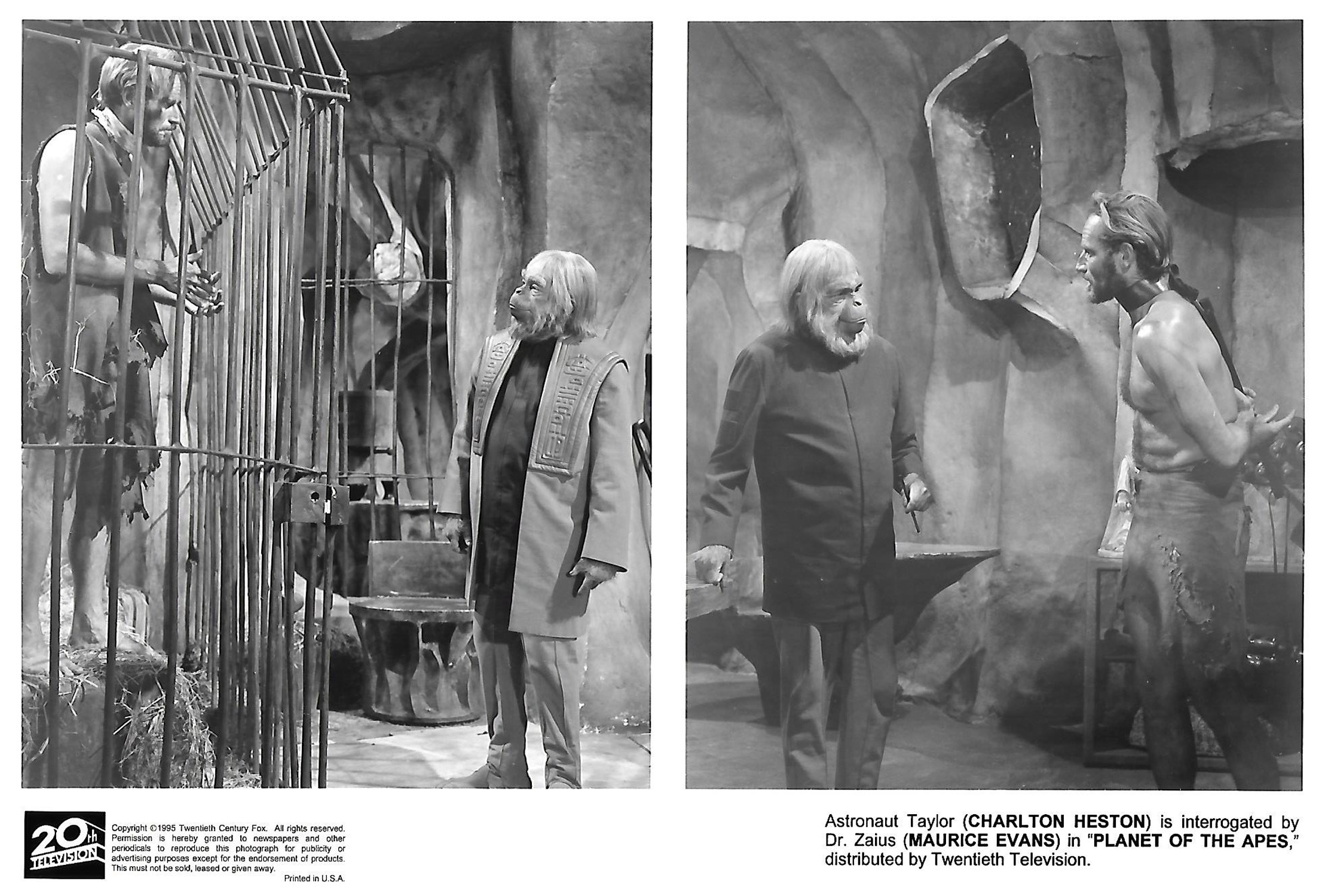  Astronaut George Taylor (Heston) is interrogated by Dr. Zaius (Maurice Evans), who knows more than he can say about the secrets of the planet’s past. 