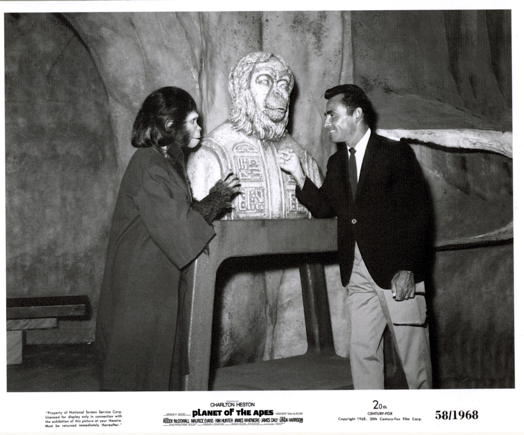  Rod Serling visits the set of  Planet of the Apes  and chats with Kim Hunter, as Dr. Zira, the chimpanzee “animal psychiatrist” who studies humans and befriends Taylor (Charlton Heston). 