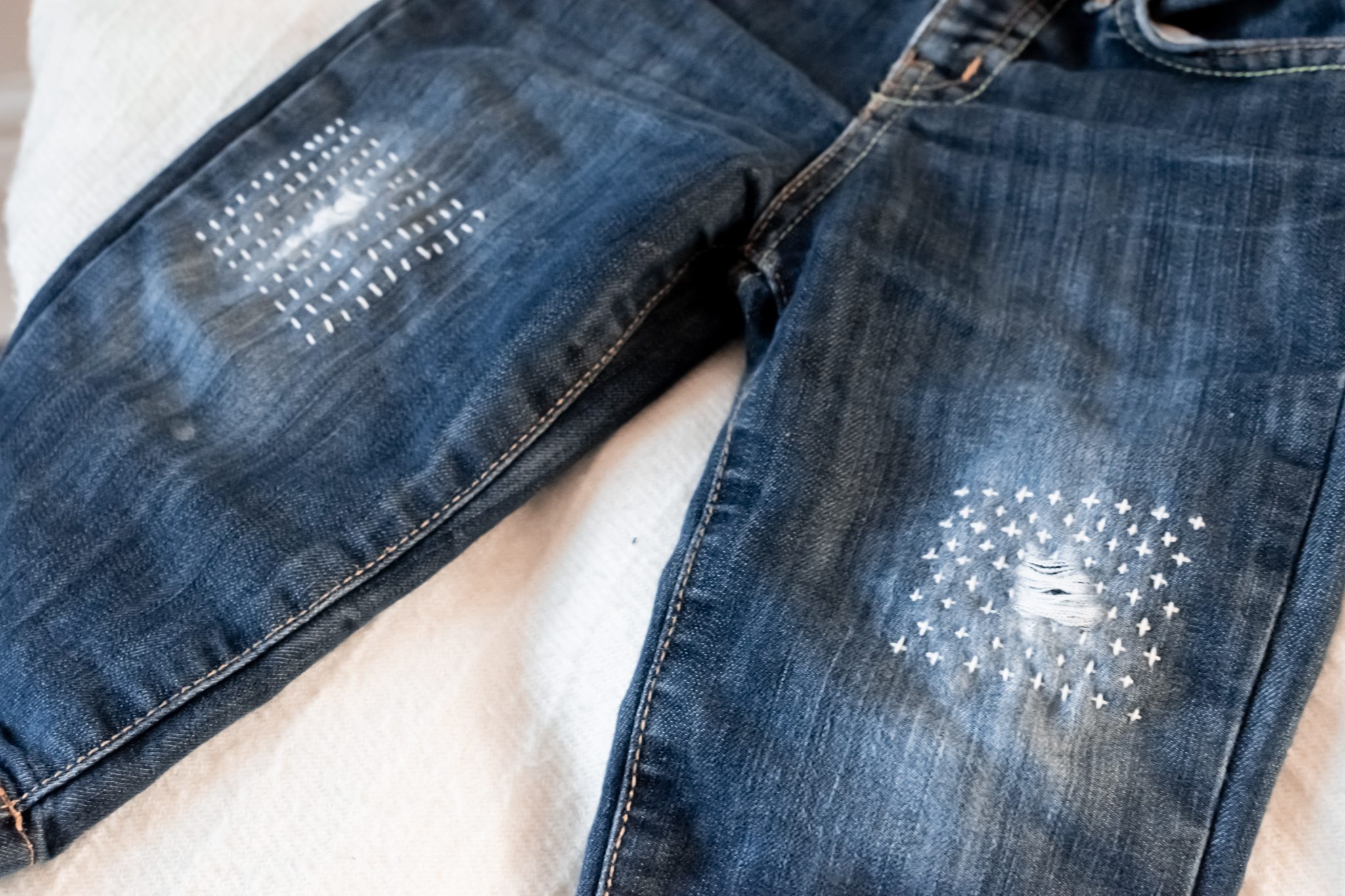 How to: Repair a Hole in JEANS, Sashiko Hand Sewing