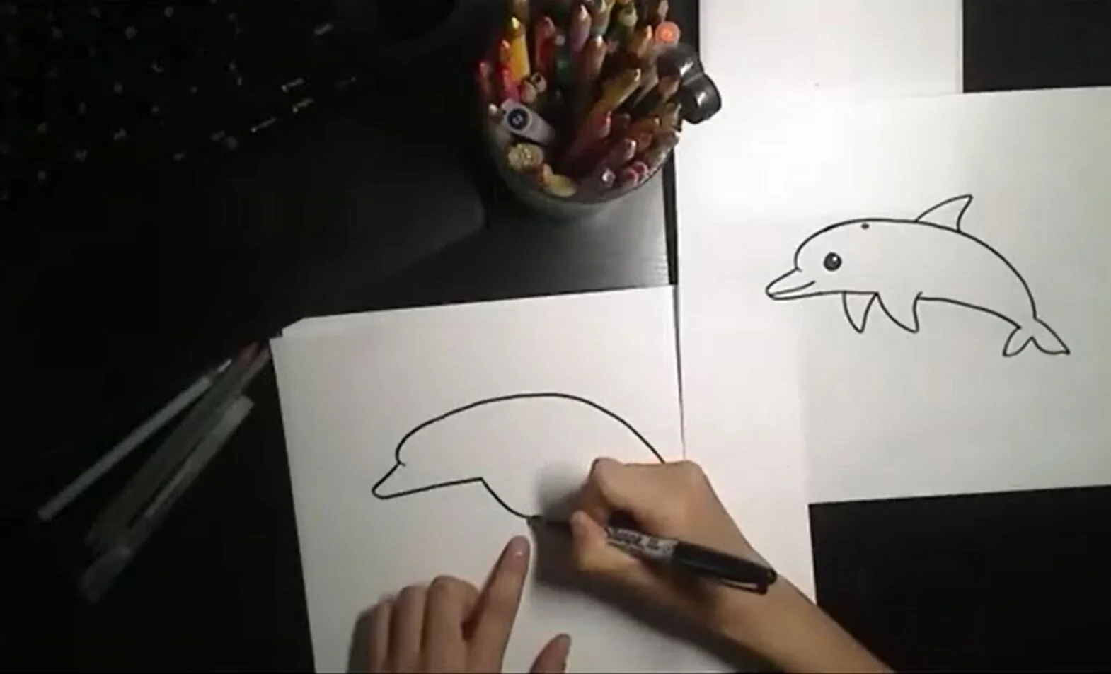 How to draw a dolphin