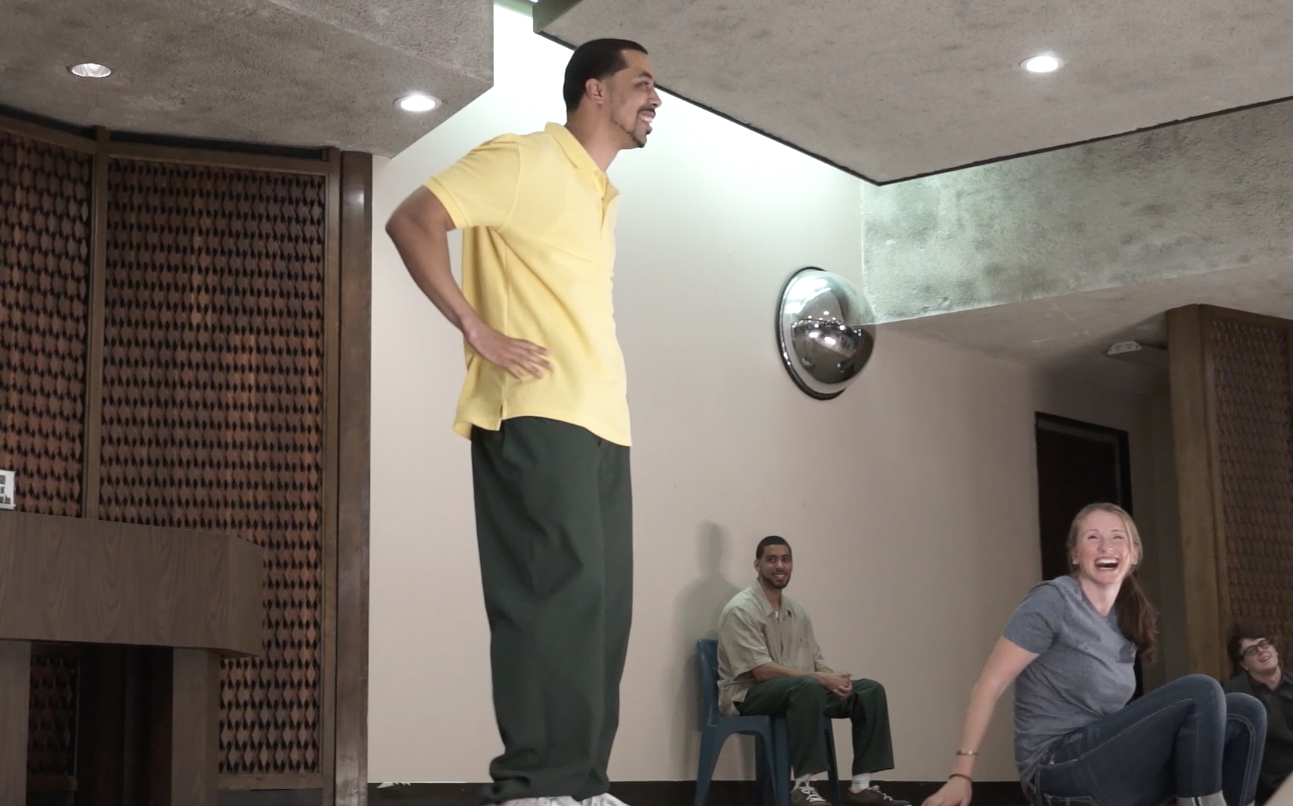 Demetrius and Blaize during a pauze in rehearsal for “Home school & Life, Love, Loss.”