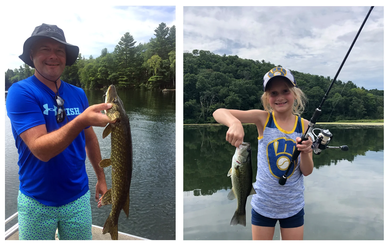 Friends of Jack’s Jigs, Ryan and his daughter Stella caught this Northern Pike and Large Mouth Bass using our Black Weedless Stand up Jig!