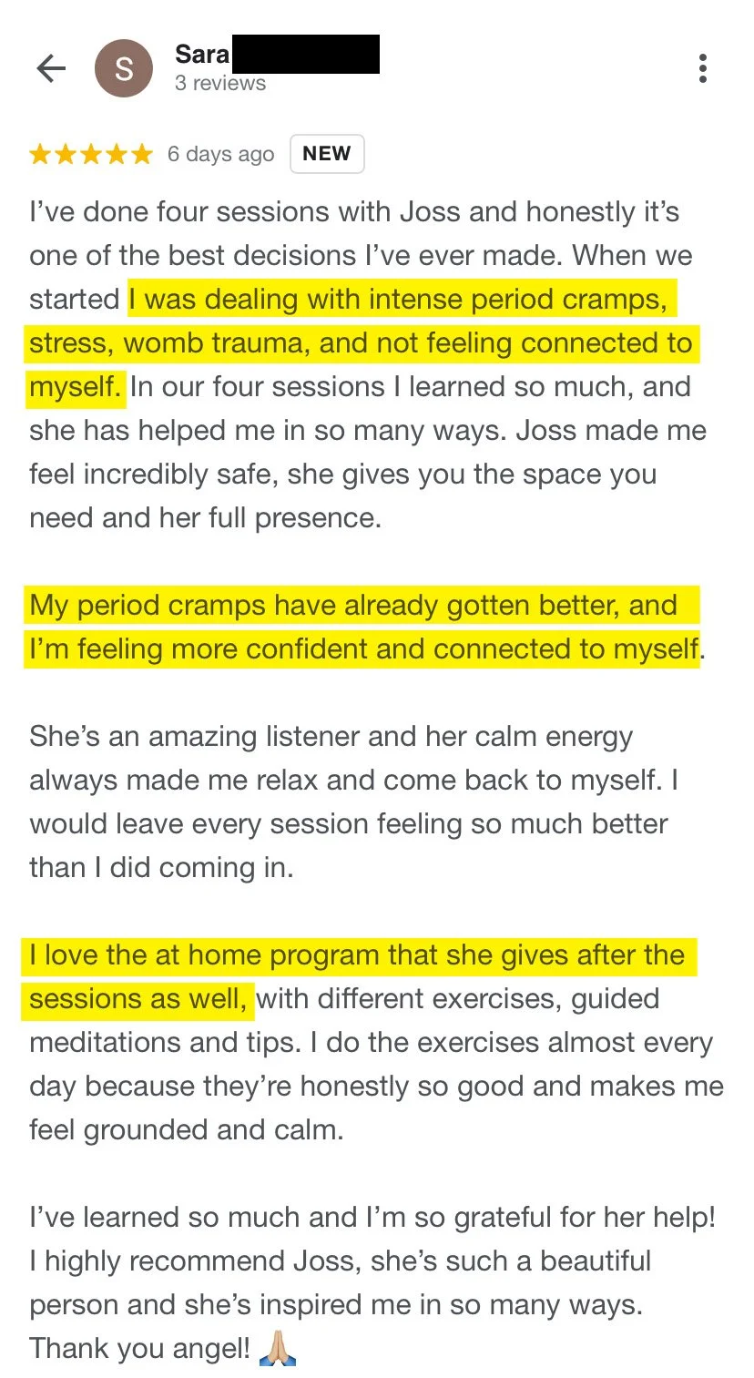 client testimonial for online yoga therapy for women