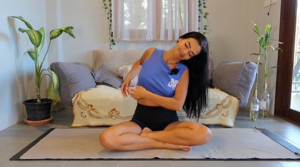 Joss Frank certified yoga therapist practicing womb meditation for period pain relief