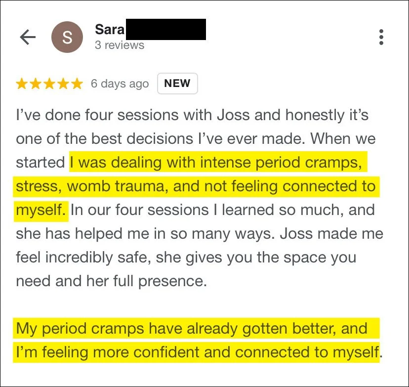 client testimonial for somatic yoga for women and beginners