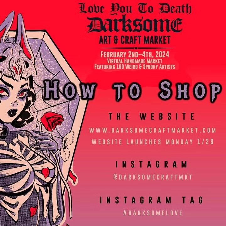 @darksomecraftmkt starts tomorrow! Are you ready? 🖤🖤🖤

Get a 15% discount in my shop using the code DARKSOMELOVE during the event.✨

#gerishieldsstudio #darksomelove #darksomecraftmkt  #valentines #creepycute #stayspooky