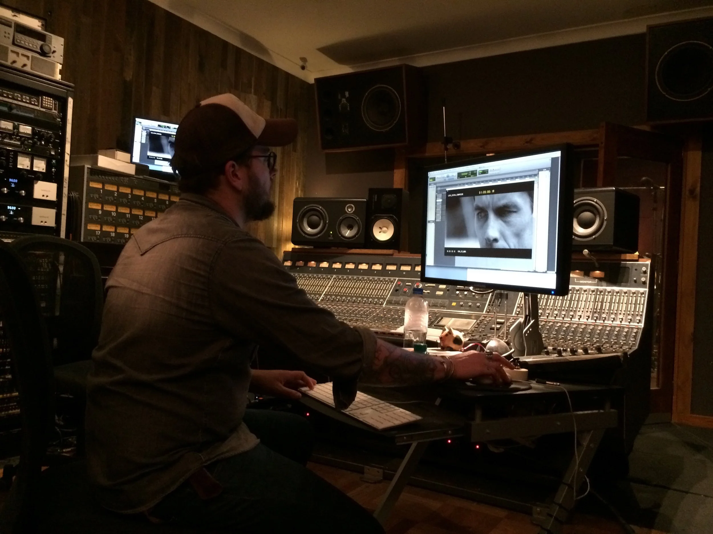 Mixing the original score in the studio.