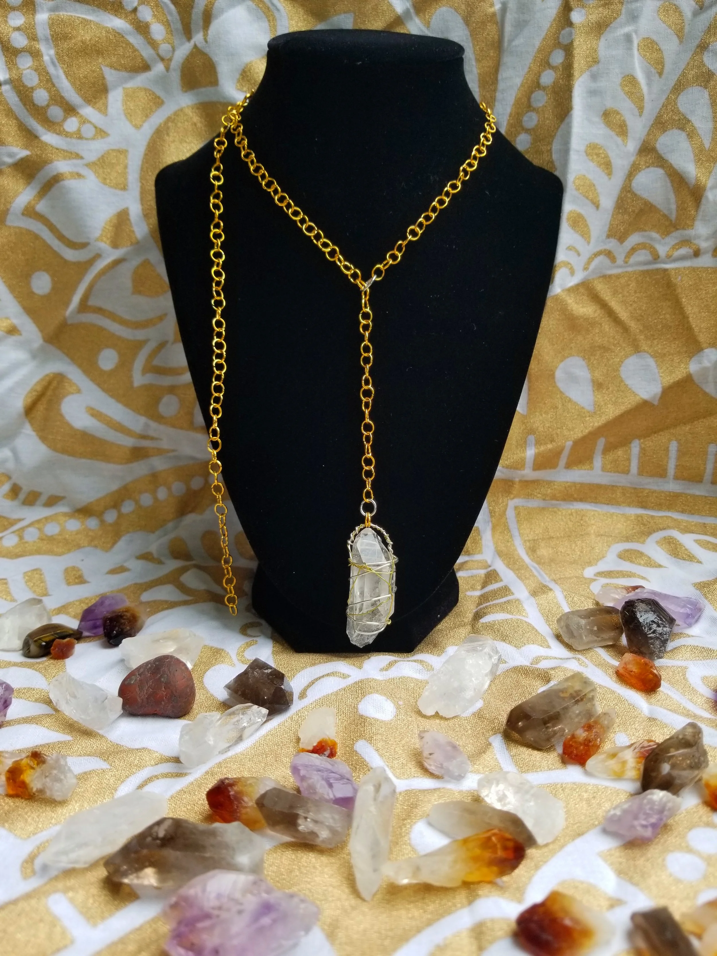 "Linda" Adjustable Gold x Silver x Clear Quartz