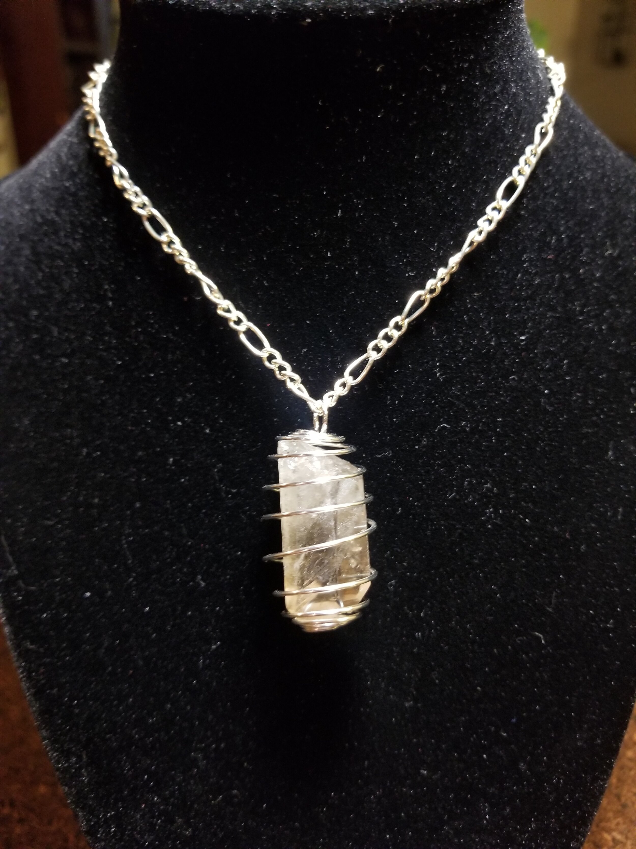 Smoky Quartz Spiral Cage Necklace