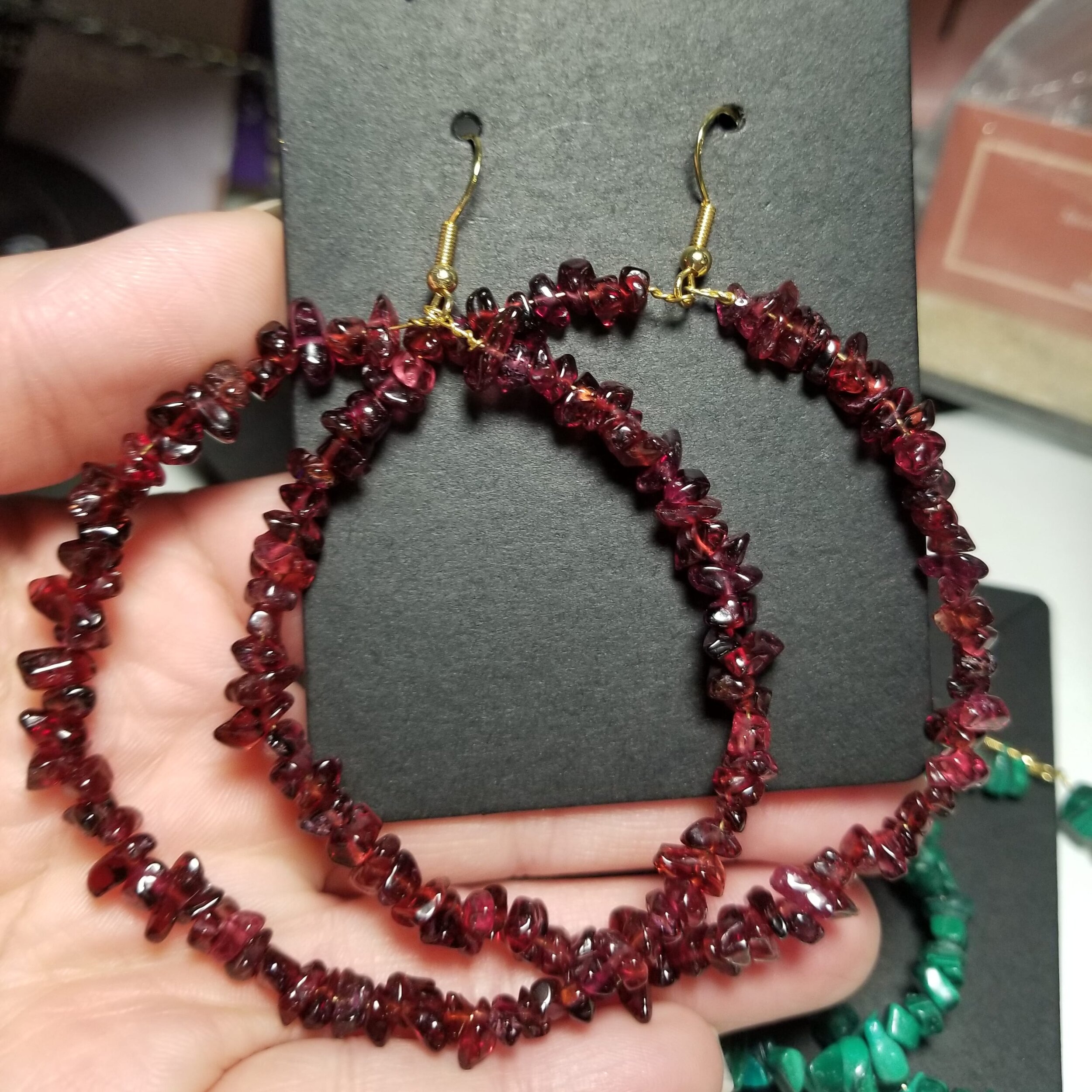 Garnet XL Hoop Earrings Gold