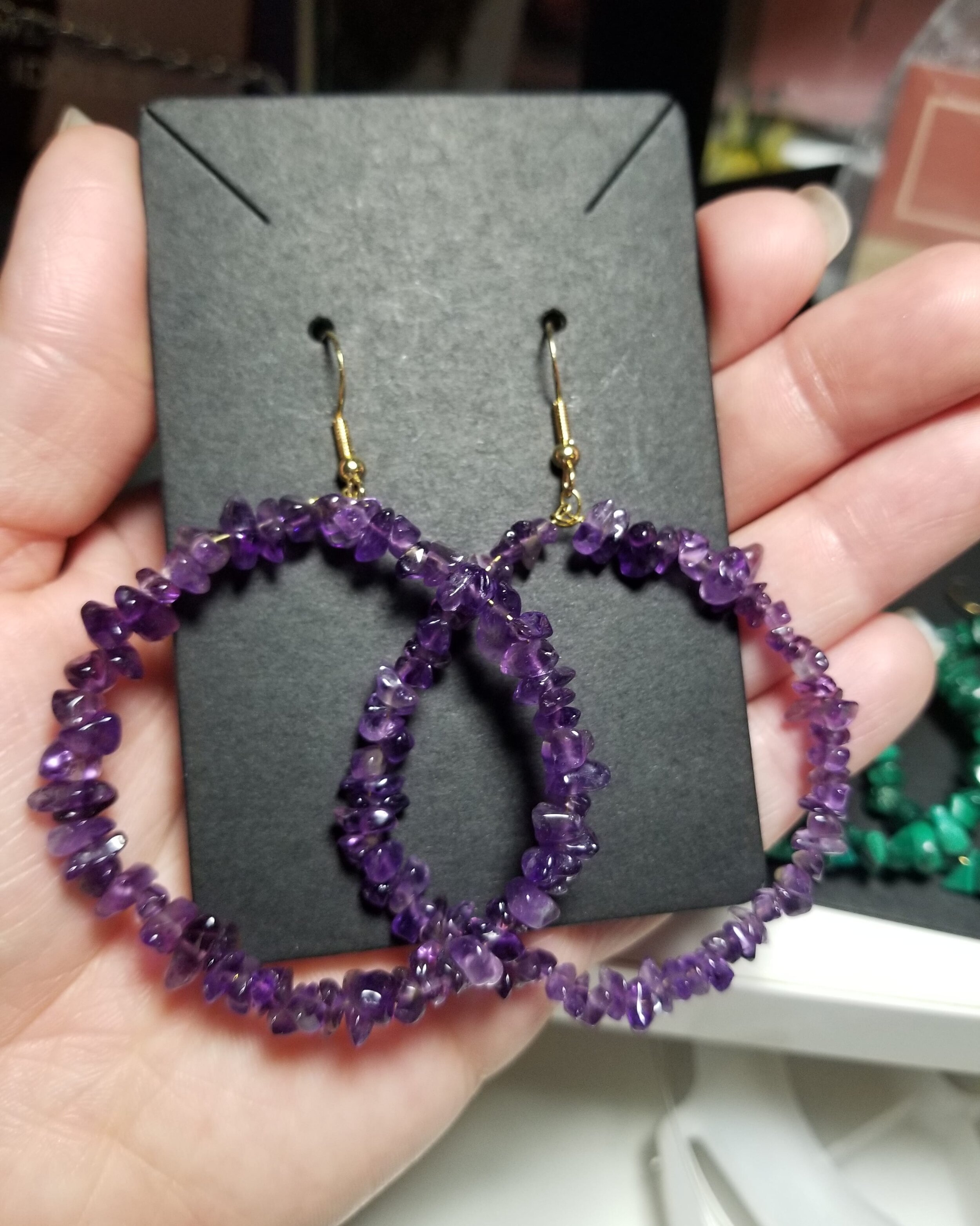 Amethyst Chip XL Hoops Gold