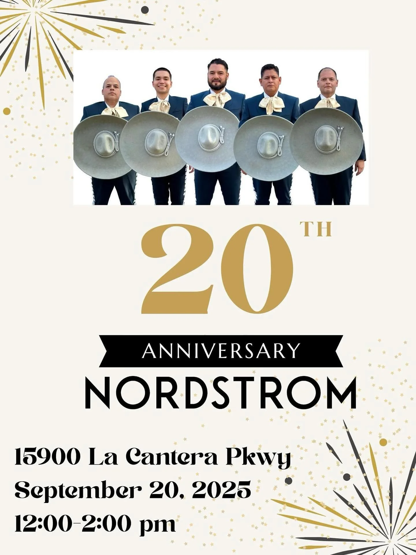 Amigos, we will be performing this Saturday, September 20 from 12 to 2 PM at Nordstrom&rsquo;s at the Shops at La Cantera in celebration of the store&rsquo;s 20th anniversary. We hope to see you there.