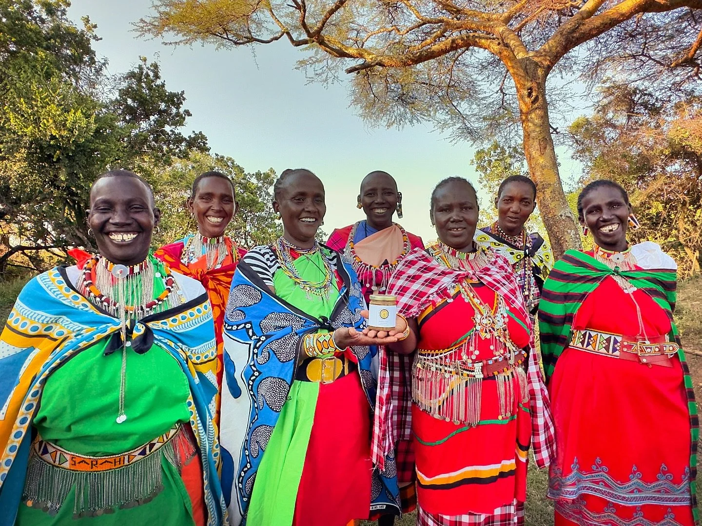 The Maasai are a semi-nomadic tribe in Northern Tanzania and Southern Kenya. Maasai Honey comes from Ololosokwan Village on the edge of the Serengeti National Park, where a small women’s beekeeping cooperative makes their living through honey p