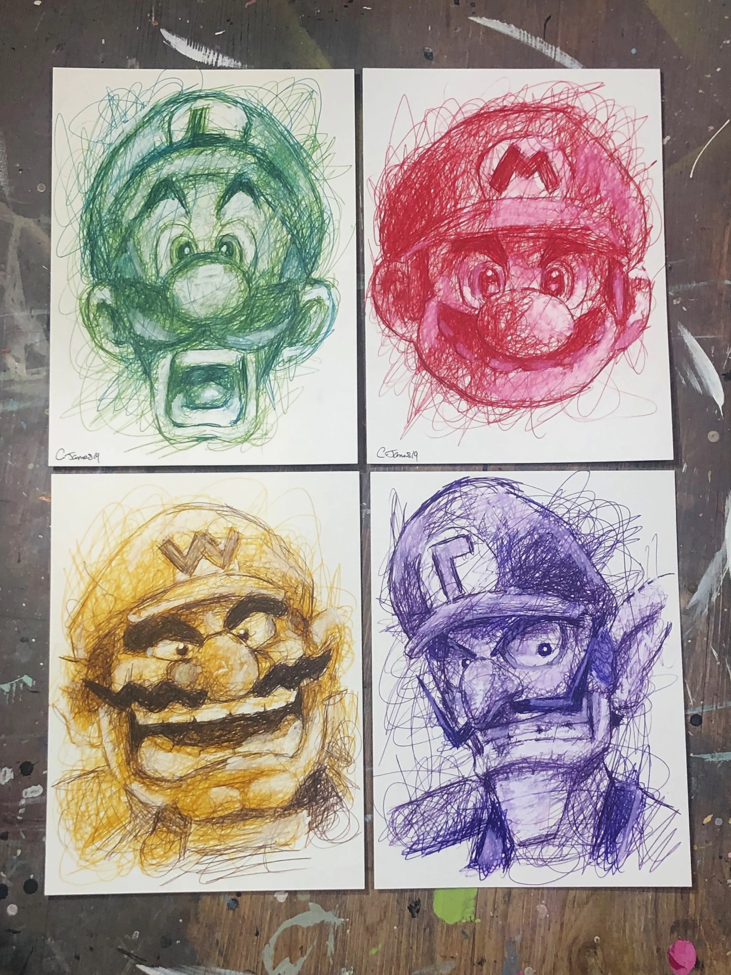 A series of works inspired by school doodling. A practice the I think most can relate to. I decided to take the basic idea of bored school scribbles and apply them to something that does not bore me. I like to stick to a monochromatic scale. Using a basic ball point pen, I am able to get many different tones with one pen.