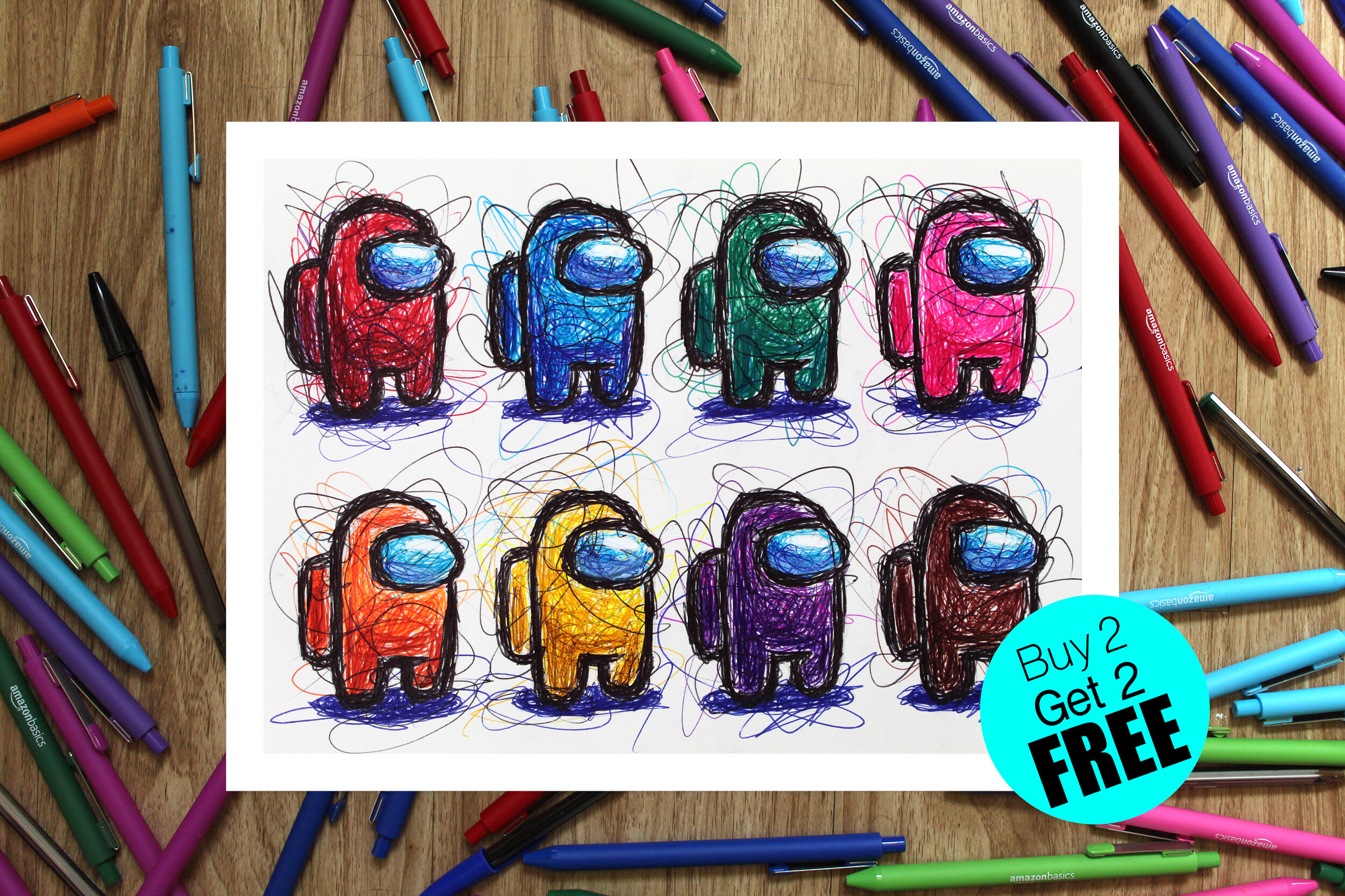 Among Us Color Ballpoint Pen Scribble Art Print Cody James By Cody Among Us Color Ballpoint Pen Scribble Art Print Cody James By Cody