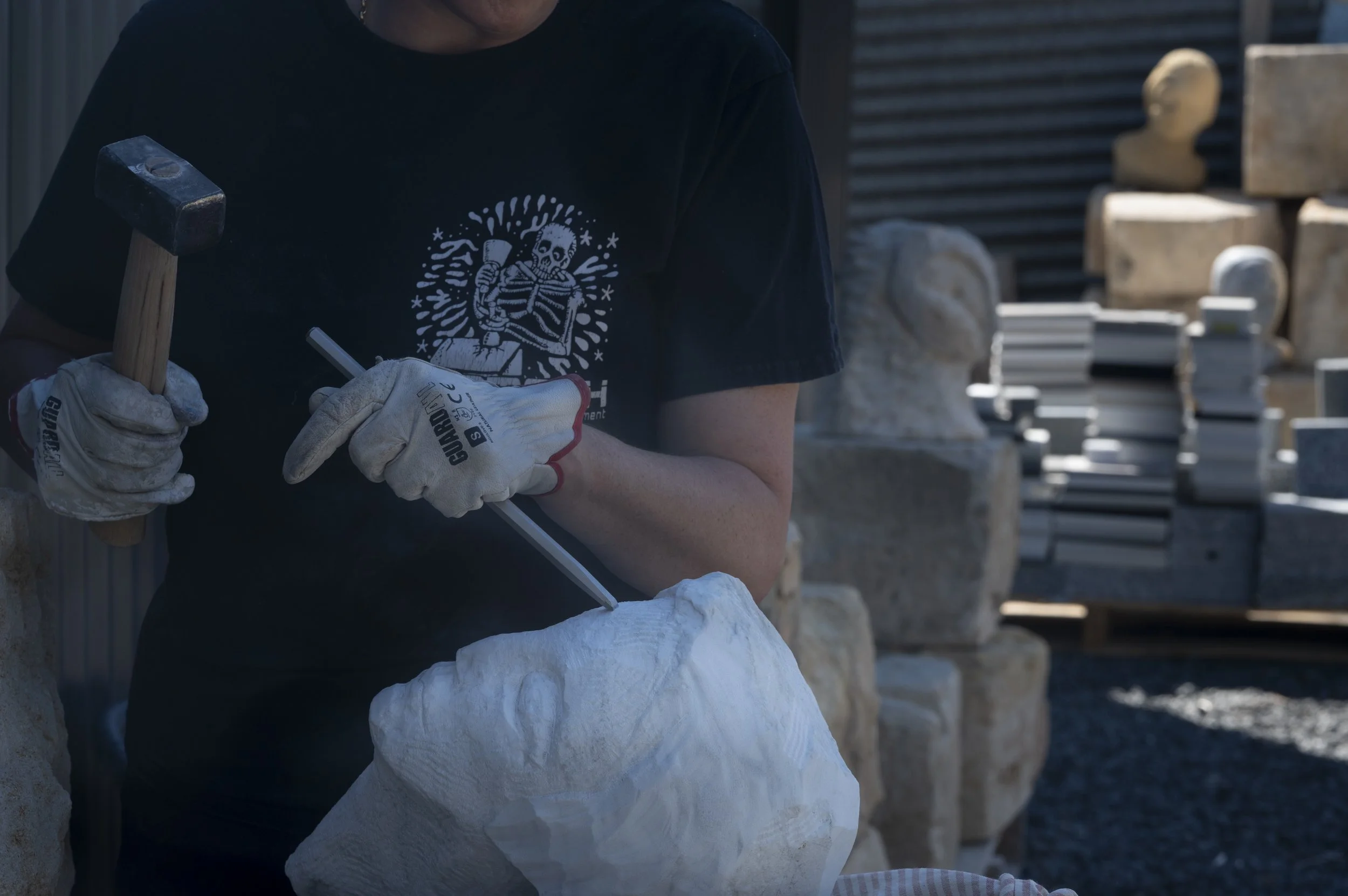 Carving marble for Ballarat Craft and Design Week