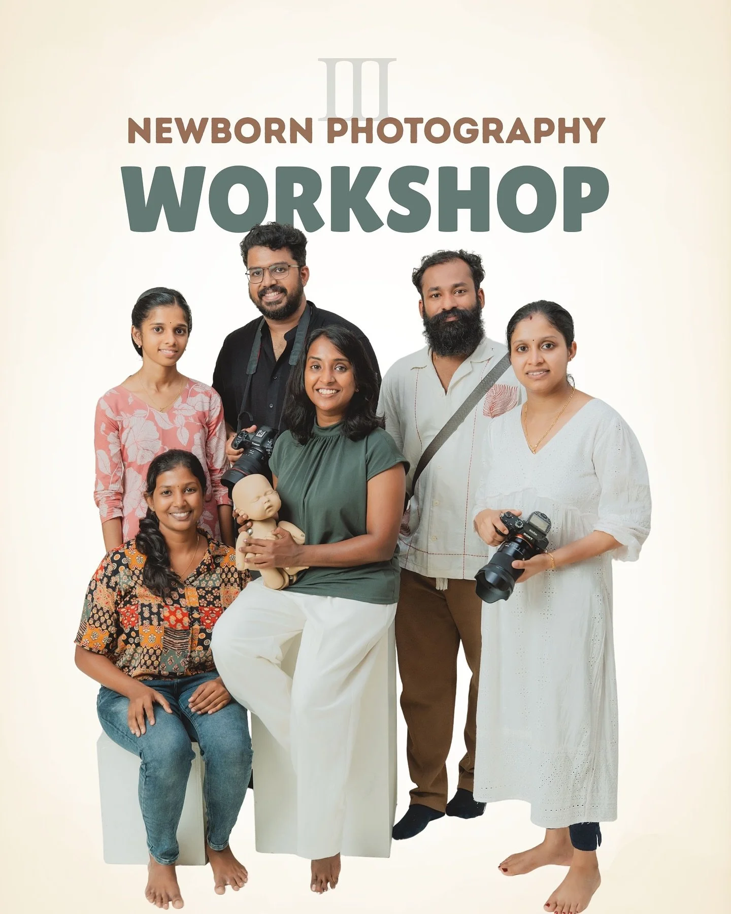 A very special workshop — just five passionate learners from five different districts of Kerala, coming together in Kochi to dive deep into the art and responsibility of newborn photography. 💛
The small group made it so intimate and meaningfu