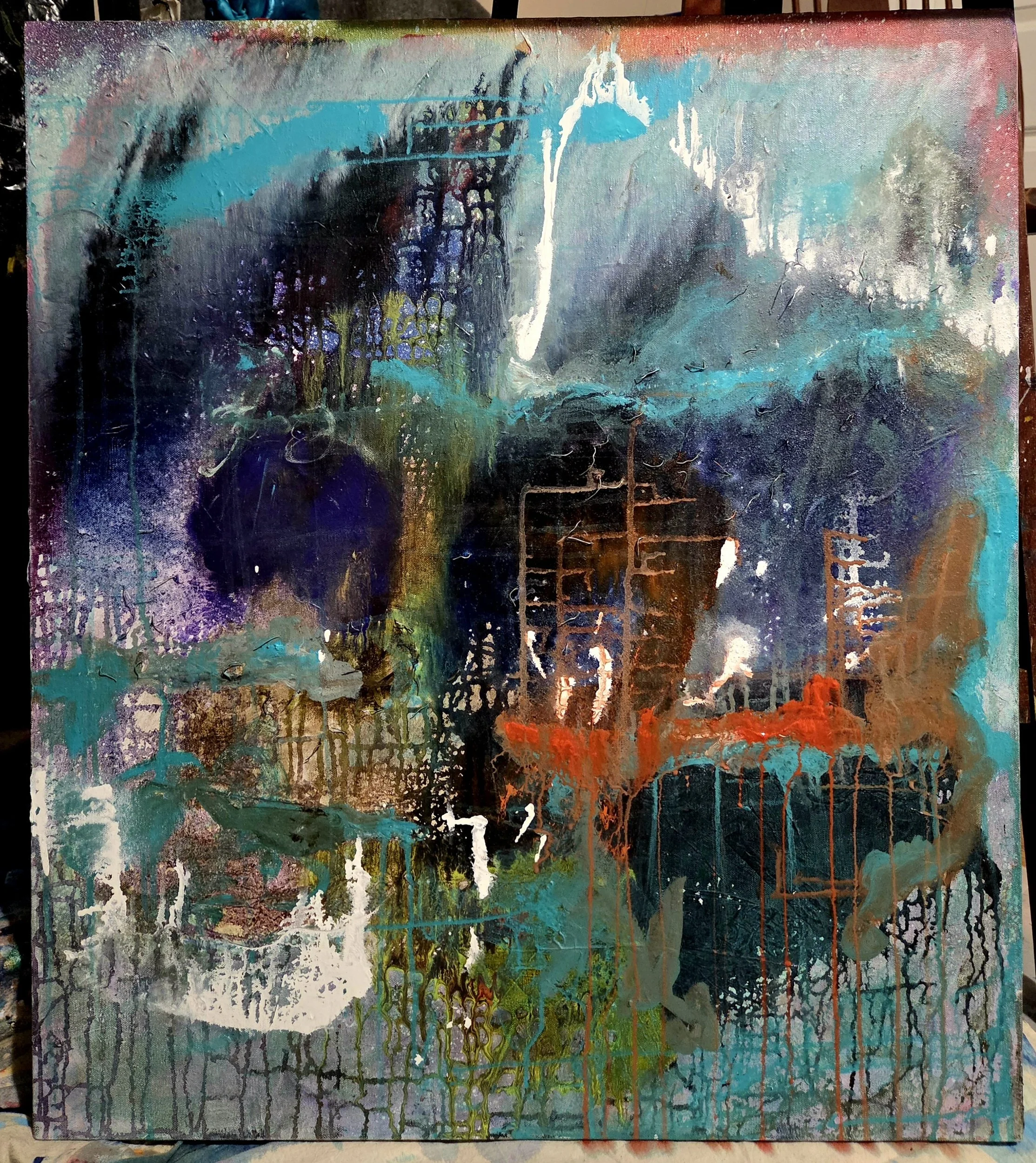 In process, acrylic on canvas, 40x44