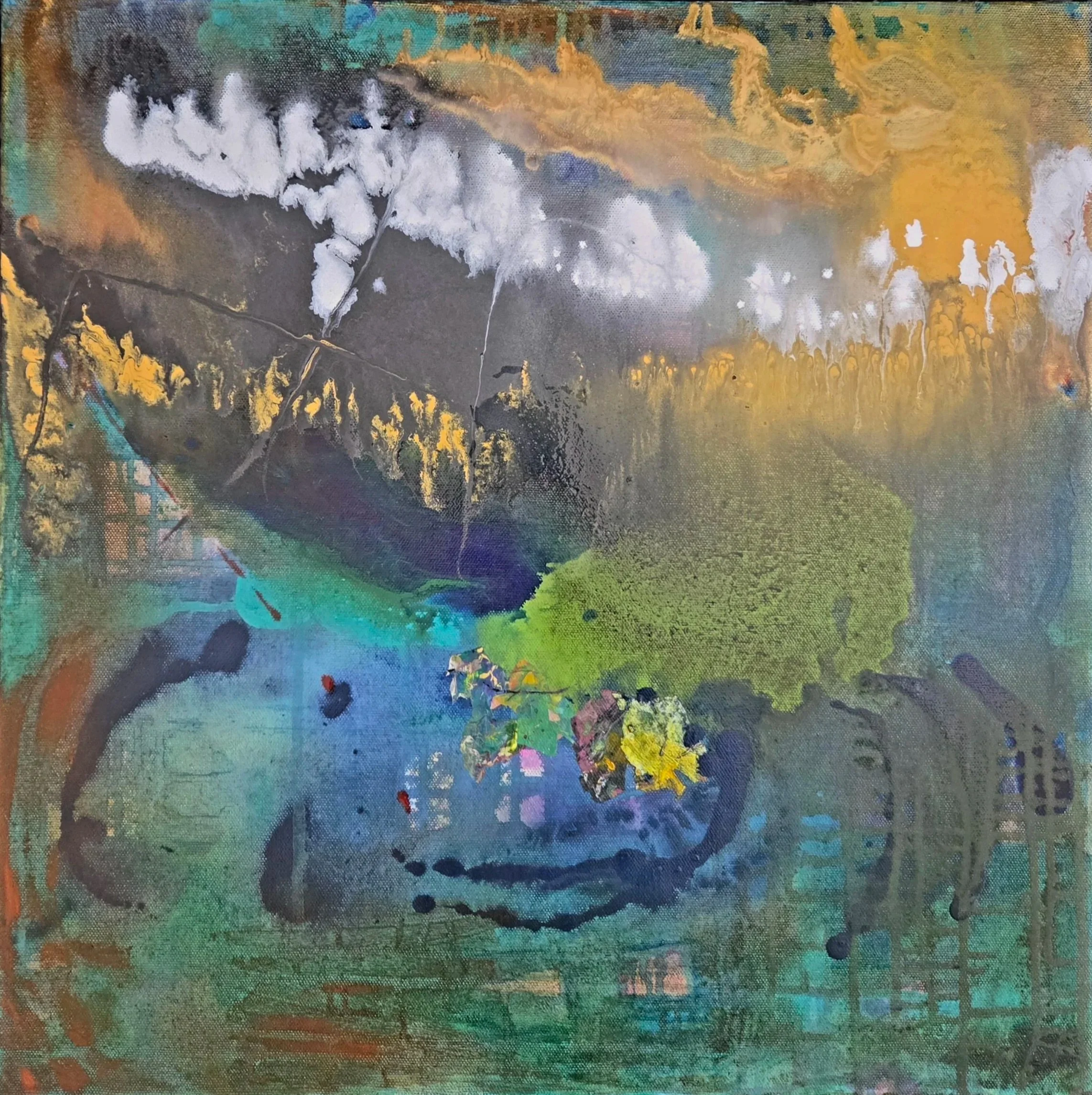 the sky practicing mercy, acrylic on canvas, 20x20, 3026