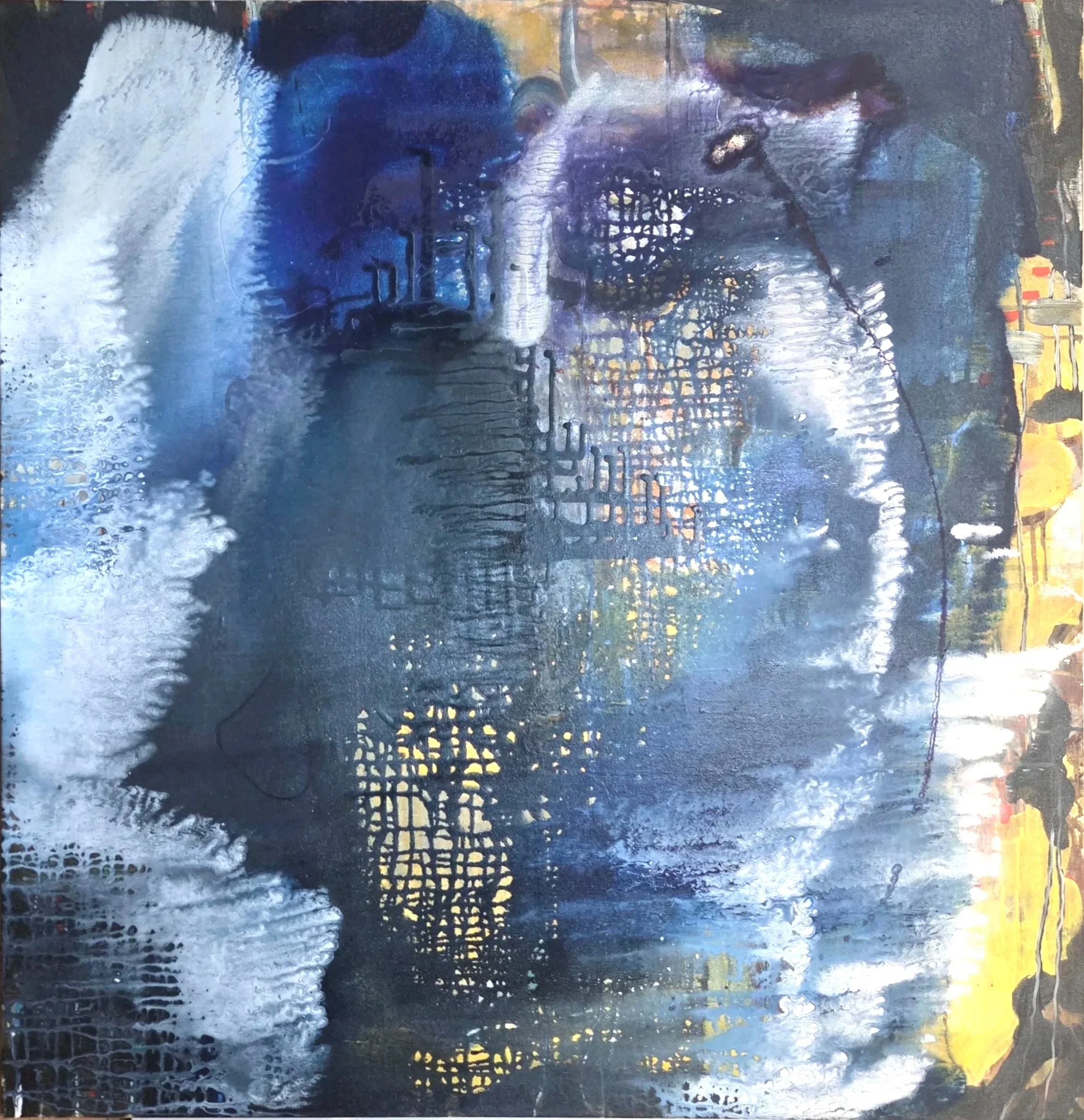 what Lucy saw, acrylic on canvas, 36x36, 2026, $1900