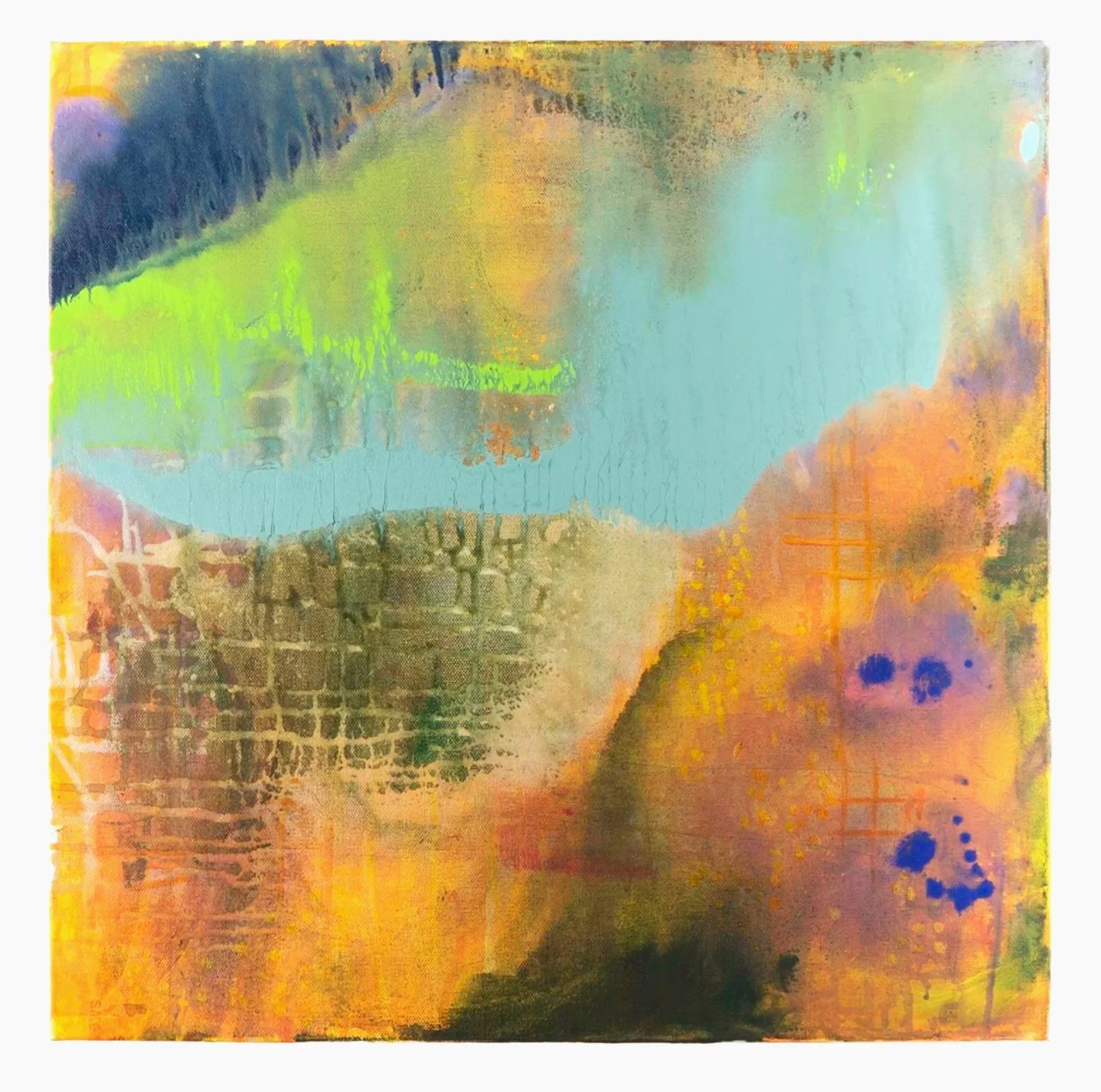 holding color in its breath, acrylic on canvas, 20x20, 2026, $600